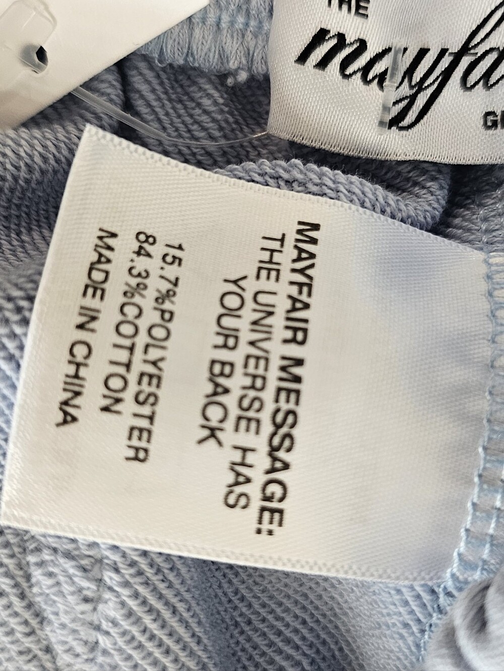 Mayfair Cream & Light Blue 'Inhale' Hoodie & Short Set Women's Sz X-Small NWT - Picture 6 of 13